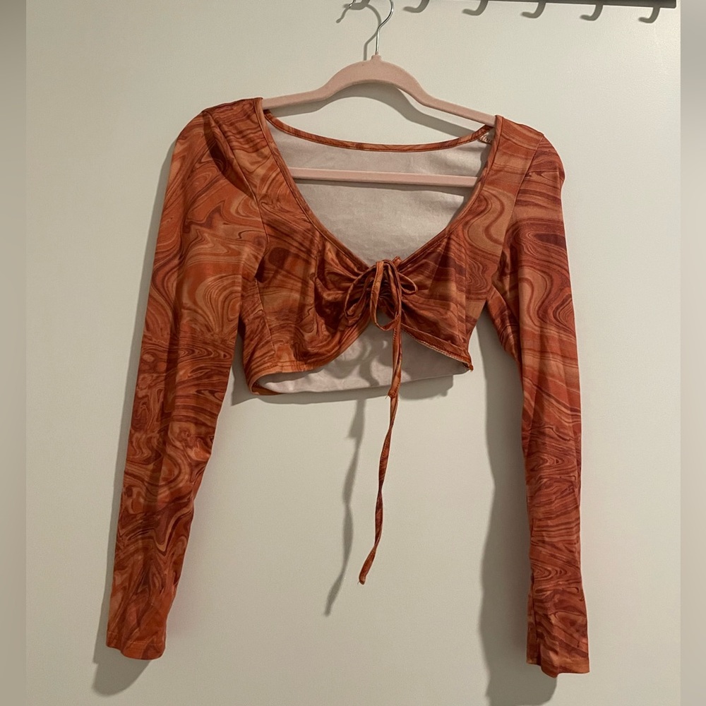 Shein Orange Full Sleeves Top | Size M